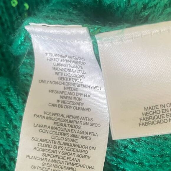 Anne Klein Sweater Women S Kelly Green 3/4 Sleeve Sequins Holiday Festive Party - Picture 10 of 11